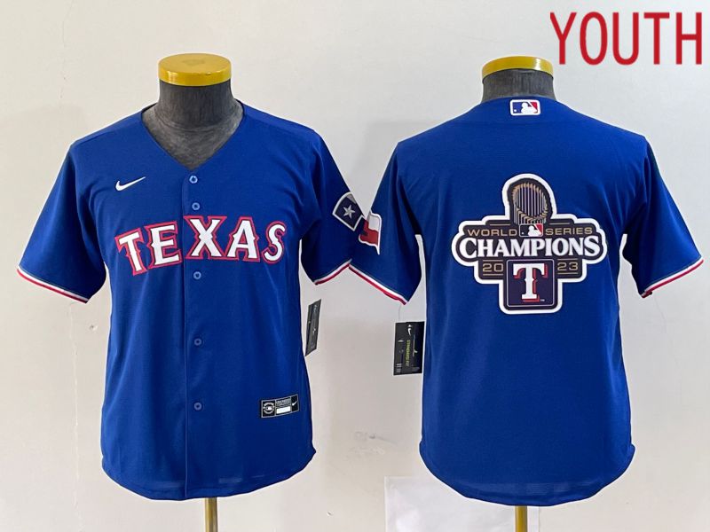 Youth Texas Rangers Blank Blue Game Nike 2023 MLB Jersey style 3